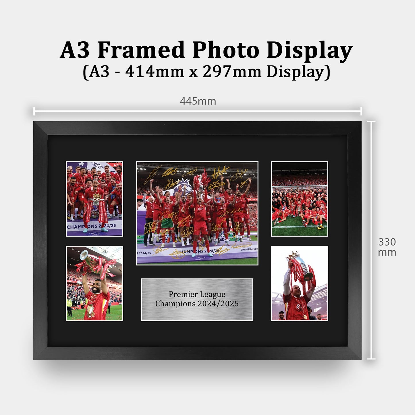 HWC Trading Liverpool 2025 Champions Gift Premier League Season 24-25 Winners Printed Memorabilia Signed Autograph Photograph Display for Football Fans and Supporters - A3 Framed