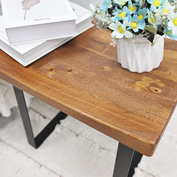 Home Soft Things Natural Reclaimed Pine Wood Tile Shape Entryway Bench