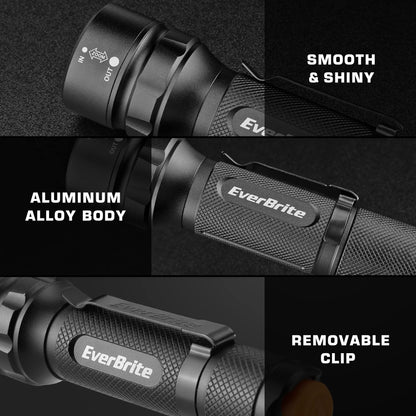 EverBrite LED Torches Zoomable 2 Pack, Aluminum Alloy Torch Camping Light with Belt Clip, 3 Modes Powerful Flashlight Torch 150LM for Outdoor Lighting Hiking