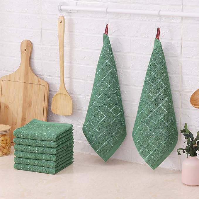 Mordimy 100% Cotton Terry Cloth Dish Cloths, Soft and Absorbent Checkered Dish