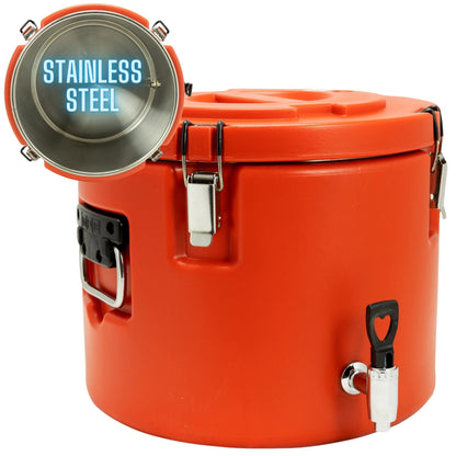 5 Gallon Insulated Beverage Cooler: 5 Gallon Water Dispenser - water dispenser with Stainless Steel Interior and Spout/Spigot, Portable Sports Cooler for Camping, Parties, and Outdoors (Red)
