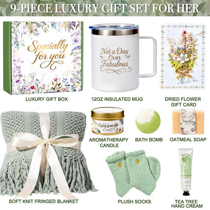 Mothers Day Gifts Basket for Mom Wife Grandma, Birthday Gifts for Women Spa Care Package, Get Well Soon Thinking of You Sympathy Gift Box for Her Girlfriend Sister, Teacher Appreciation Gifts