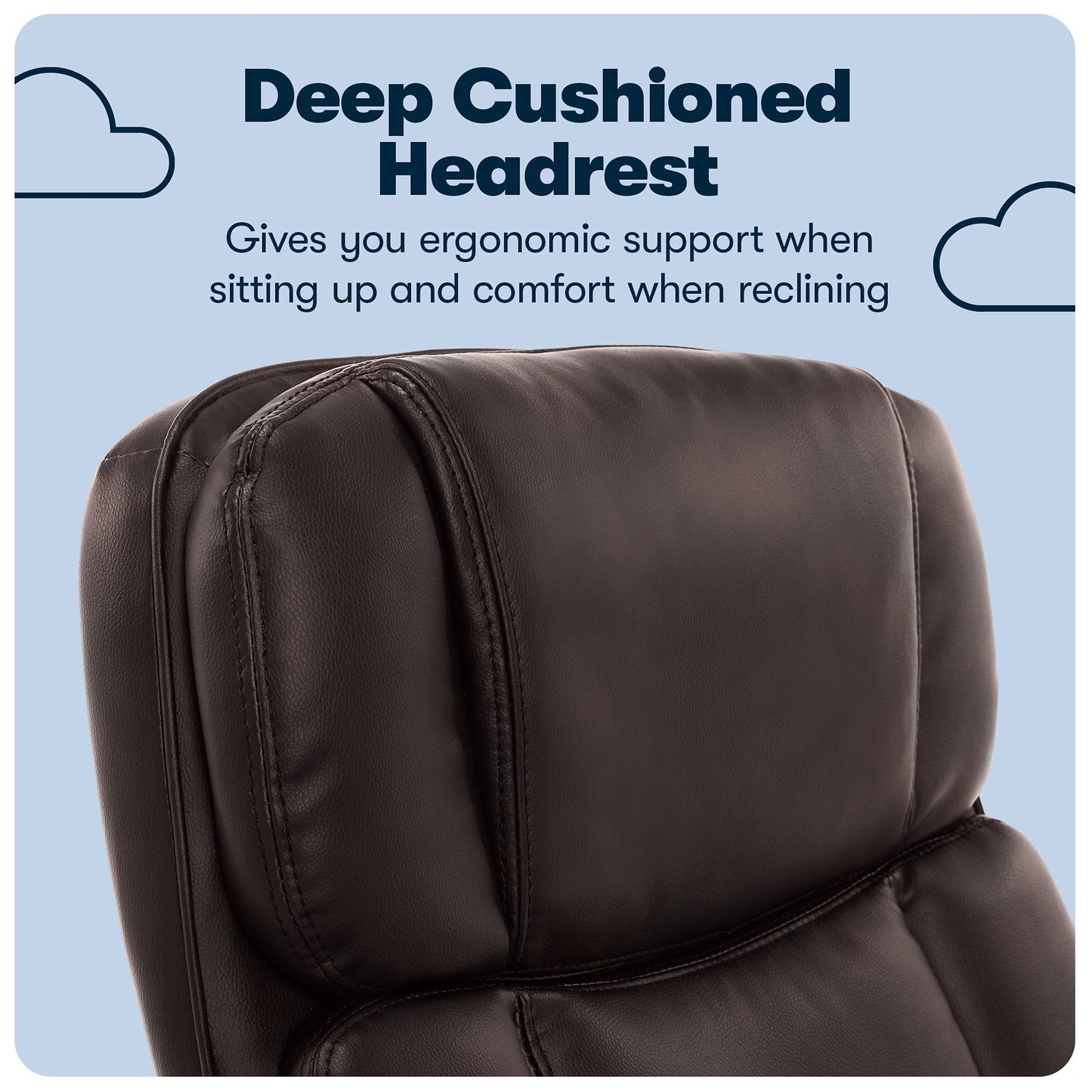 Serta Fairbanks Big and Tall High Back Executive Office Chair, Ergonomic Gaming Computer Chair with Layered Body Pillows, Contoured Lumbar Zone, Brown