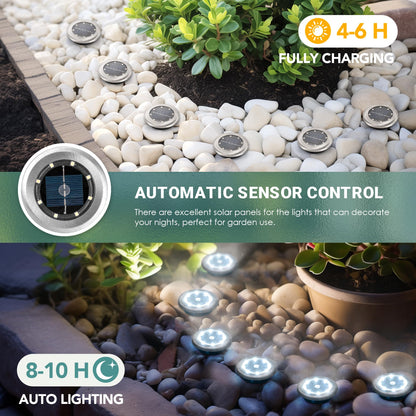 SOLPEX Mini Solar Ground Lights, 10 Pack Solar Lights Outdoor Waterproof, Pathway Lights Solar Powered, Solar Garden Light, Landscape Lighting for Yard Driveway Walkway (Cool White)