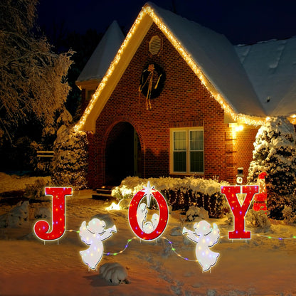Christmas Joy Nativity Scene Yard Sign with LED String Light Decorations Large Xmas Nativity Lawn Religious Scenes Yard Signs with Stakes for Christmas Eve Night Holiday Xmas Home Outdoor Garden Decor