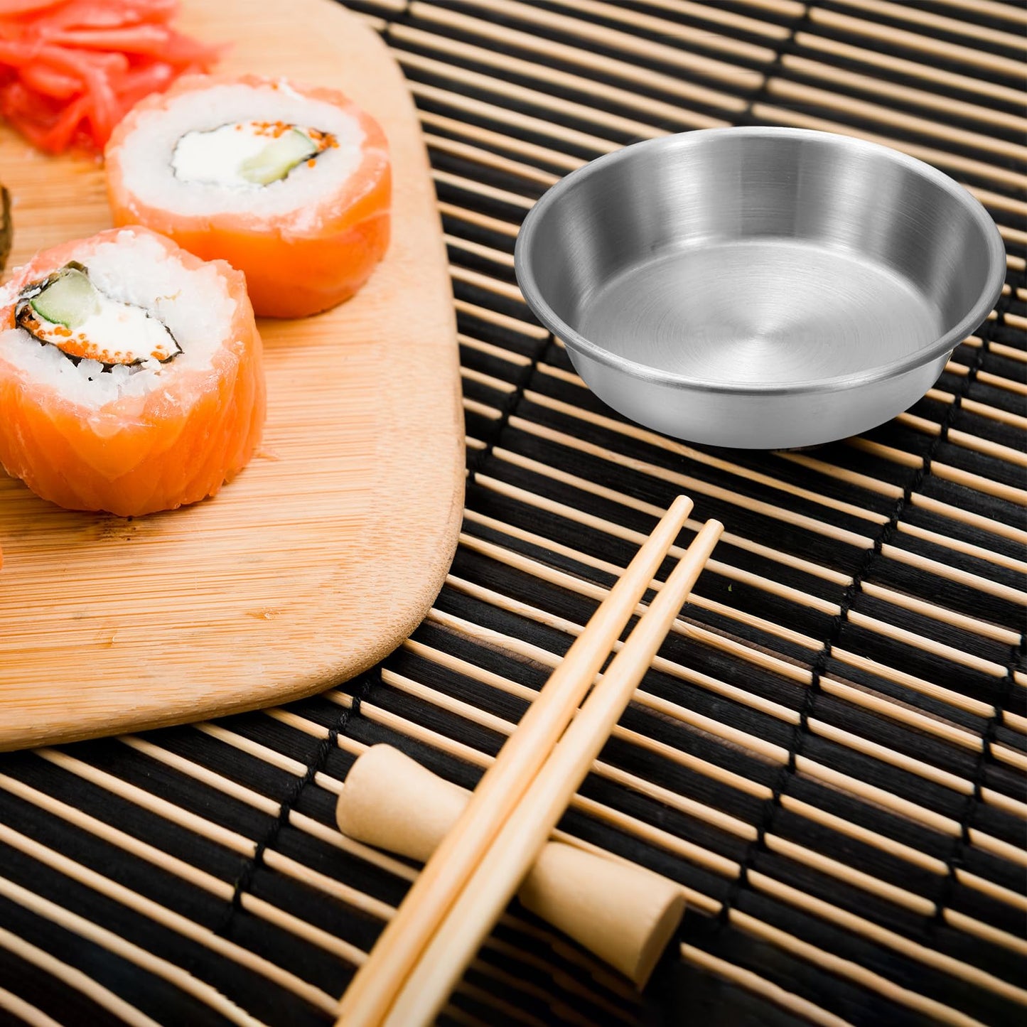 uxcell 4 Inch Stainless Steel Sauce Dishes, 12 Pcs Mini Individual Round Seasoning Dishes Condiment Tray Sushi Dipping Bowl Mixing Saucers Appetizer Plates for Prep Side Dish, Silver