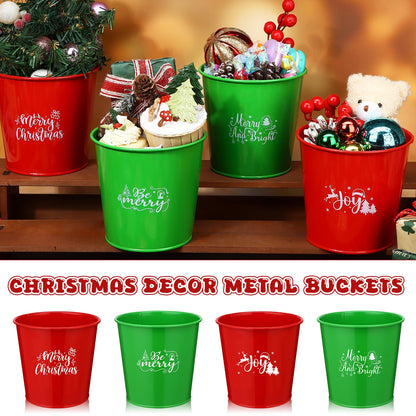LIUBUJINGYING 20 Pcs Christmas Metal Buckets Christmas Galvanized Flower Planters Pots Red Green Farmhouse Metal Pail Rustic Decorative Gardening Containers for Party Home Xmas Outdoor Indoor Decor