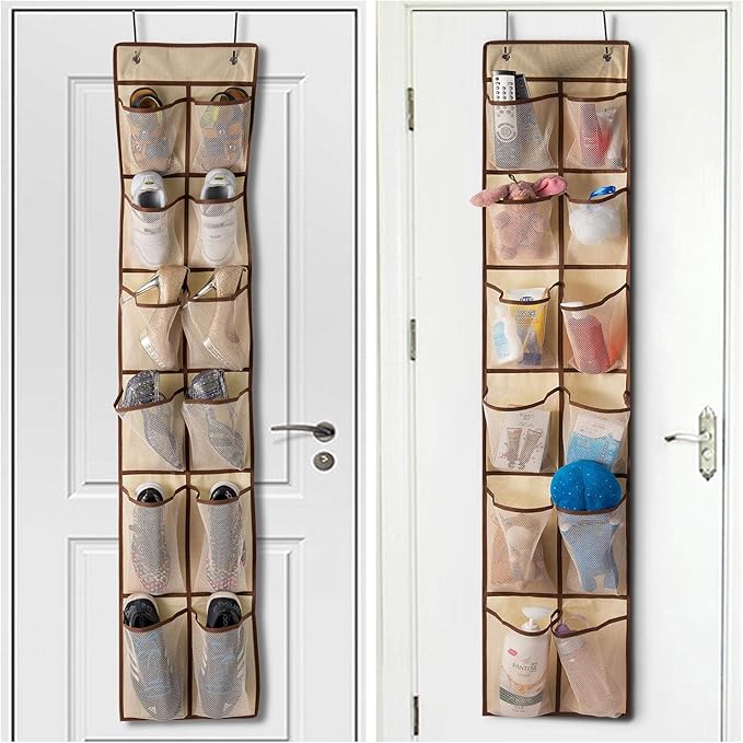 KEEPJOY Over The Door Shoe Organizer, Hanging Shoe Organizer 12 Mesh Pockets