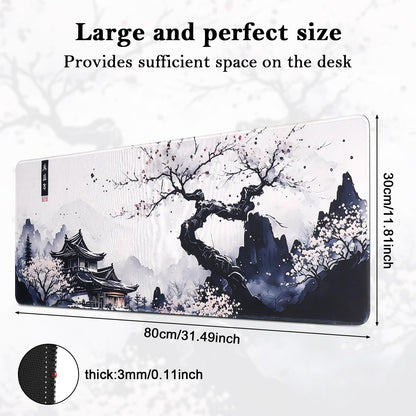 Yimomoyi Non Slip Mouse Pad, 80 x 30cm Mouse Mat Extended, Gaming Mousepad Waterproof, Desk Mat with Rubber Base, Desk Pad Laptop for Office and Home (01- Plum Mouse Pad)