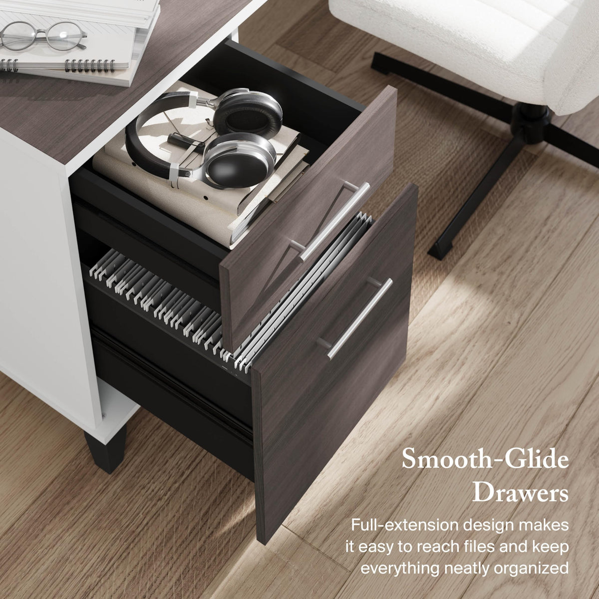 Bush Furniture Somerset 72W 3 Position Sit to Stand Adjustable Standing L Shaped Desk in White and Storm Gray, Ergonomic Corner Computer Office Table