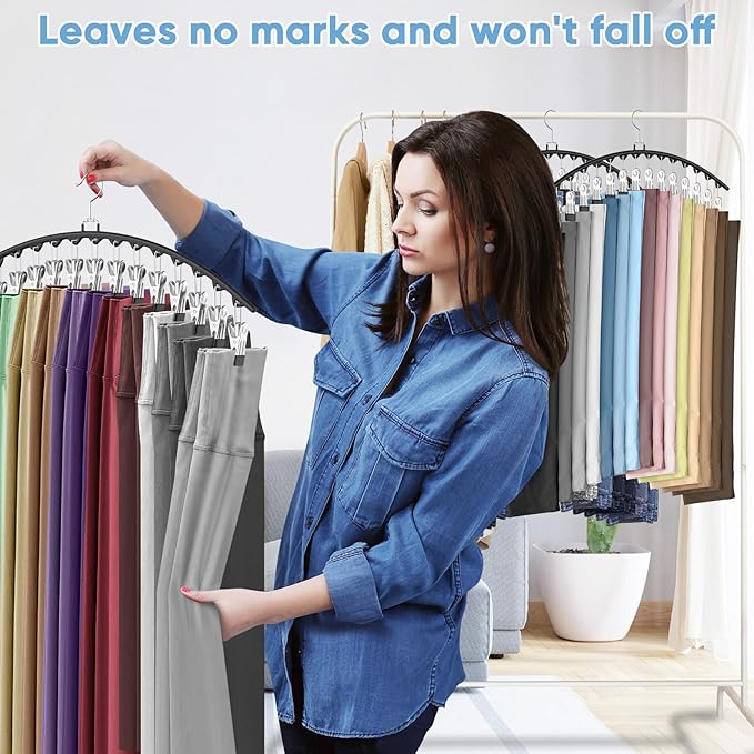 6 Pack Legging Organizer for Closet Hanging, Pants Hangers