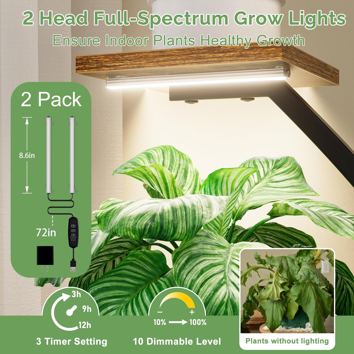 CODACE Plant Stand Indoor with Grow Lights - 2 PCS Indoor Plant Shelf, 6 Tiered Corner Plant Stands for Indoor Plants, Swan-Shaped Plant Holder, Metal Flower Display Rack for Living Room (Black)