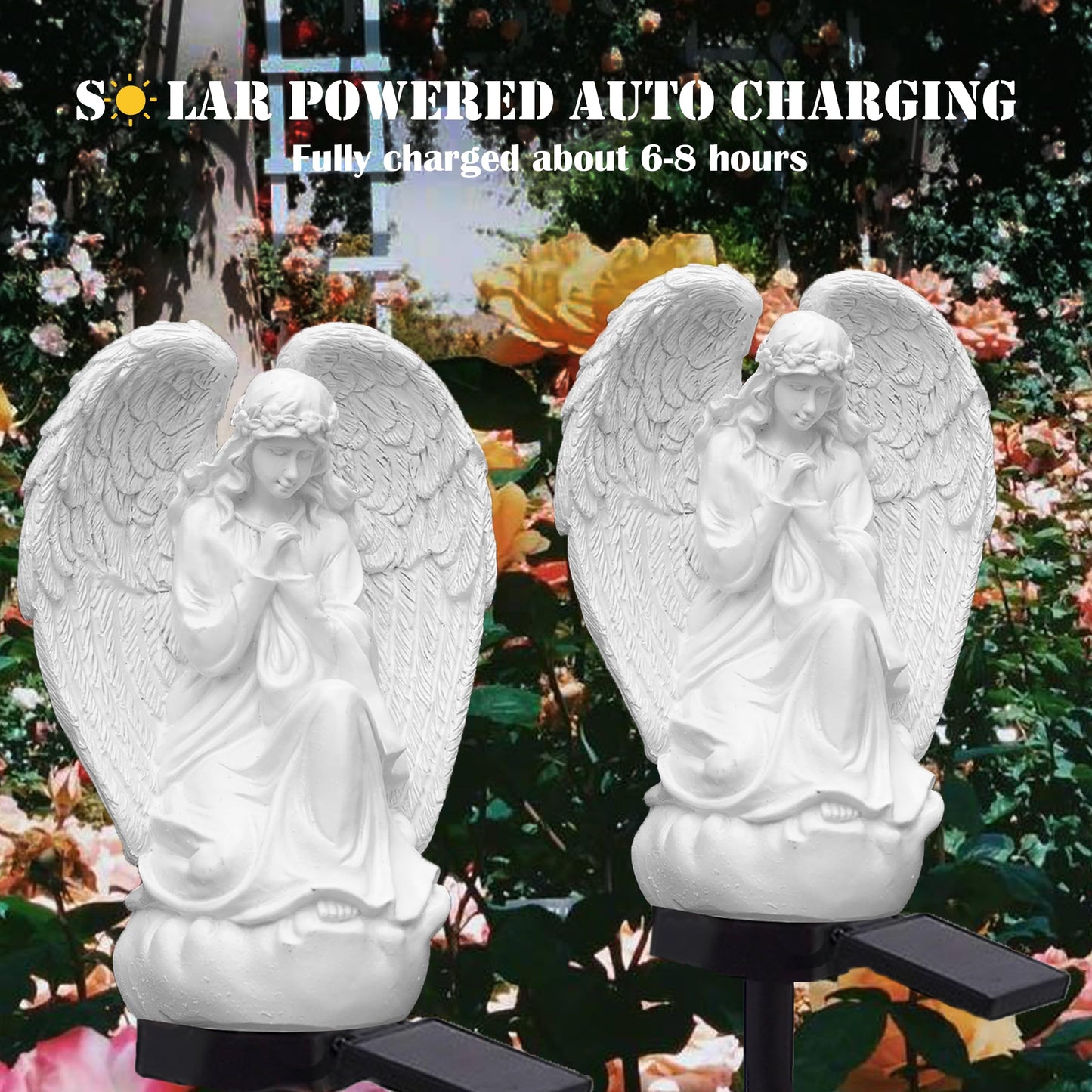 SunKite Angel Garden Solar LED Light Outdoor Waterproof Decorative Stake Lights for Yard Patio Pathway Lawn Ornaments Garden Decor Christian Christmas Decorations Gifts