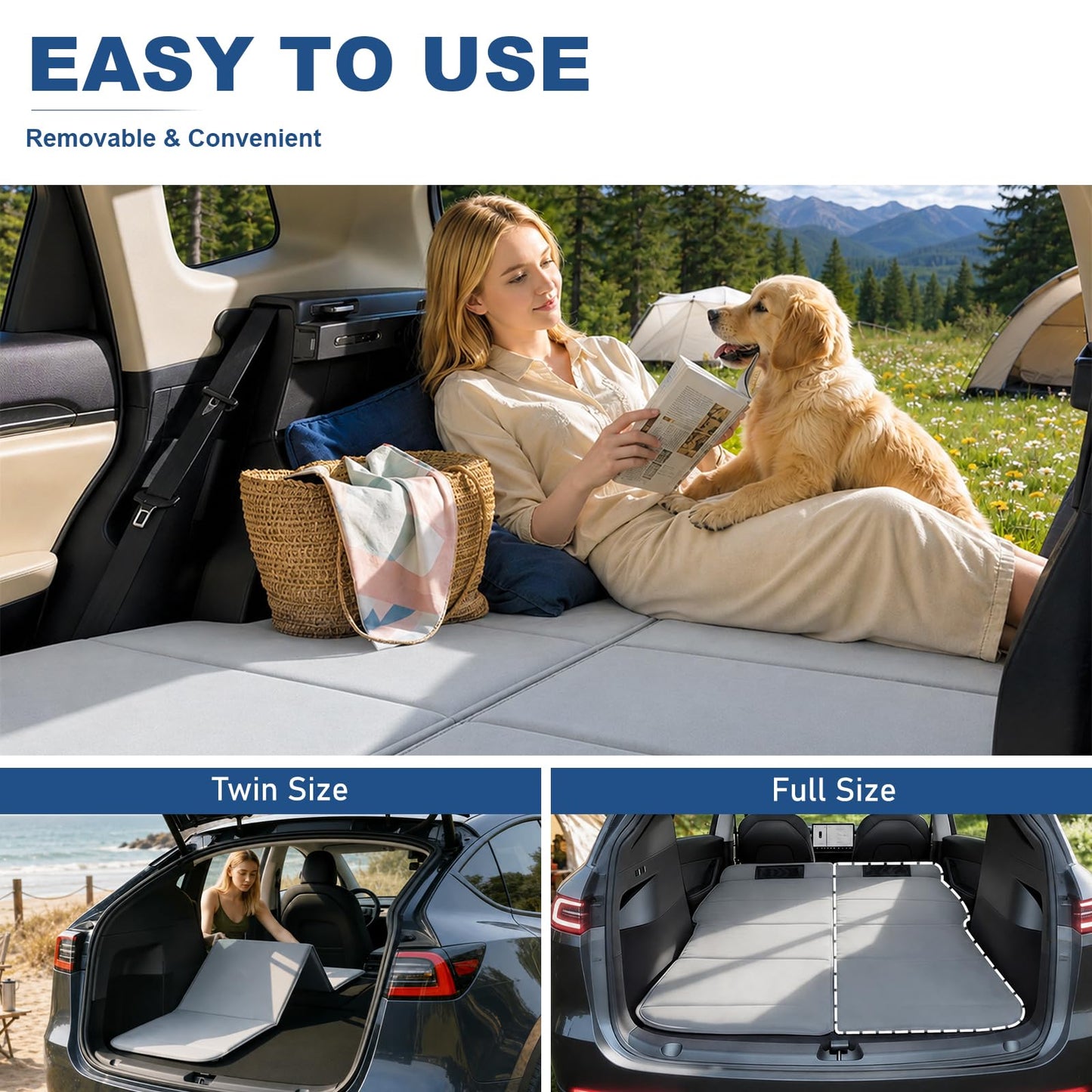 SXMMXS Car Camping Mattress for Ford Explorer, No Inflation Needed, Foldable Foam Trunk Bed, SUV Air Mattress Alternative for Travel Sleeping, Ideal for Camping Essentials and Road Trips, Gifts
