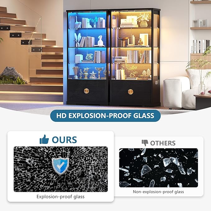 TAGELIER RGB Glass Display Cabinet