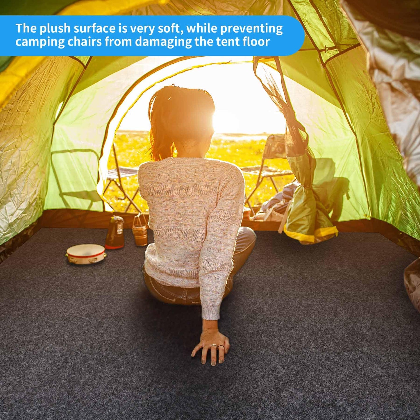 BREENHILL 2 Pack Camping Tent Carpet Mat, (7'4" x 8'4") Inside/Outside Tent Rug,Protective Waterproof Liner Keeps You Warm & Dry, Outdoor Camping Floor Rug Accessory,Trimmable Material
