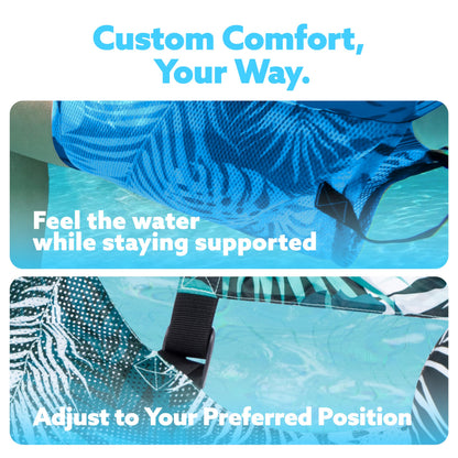 SLOOSH Inflatable Pool Floats Adult, 2 Packs Floating Lounge Chairs, Blow up Pool Inflatables for Adult, Inflatable Chair for Party Summer Water Beach Lake Fun, Tropical Leaves-Green,Blue