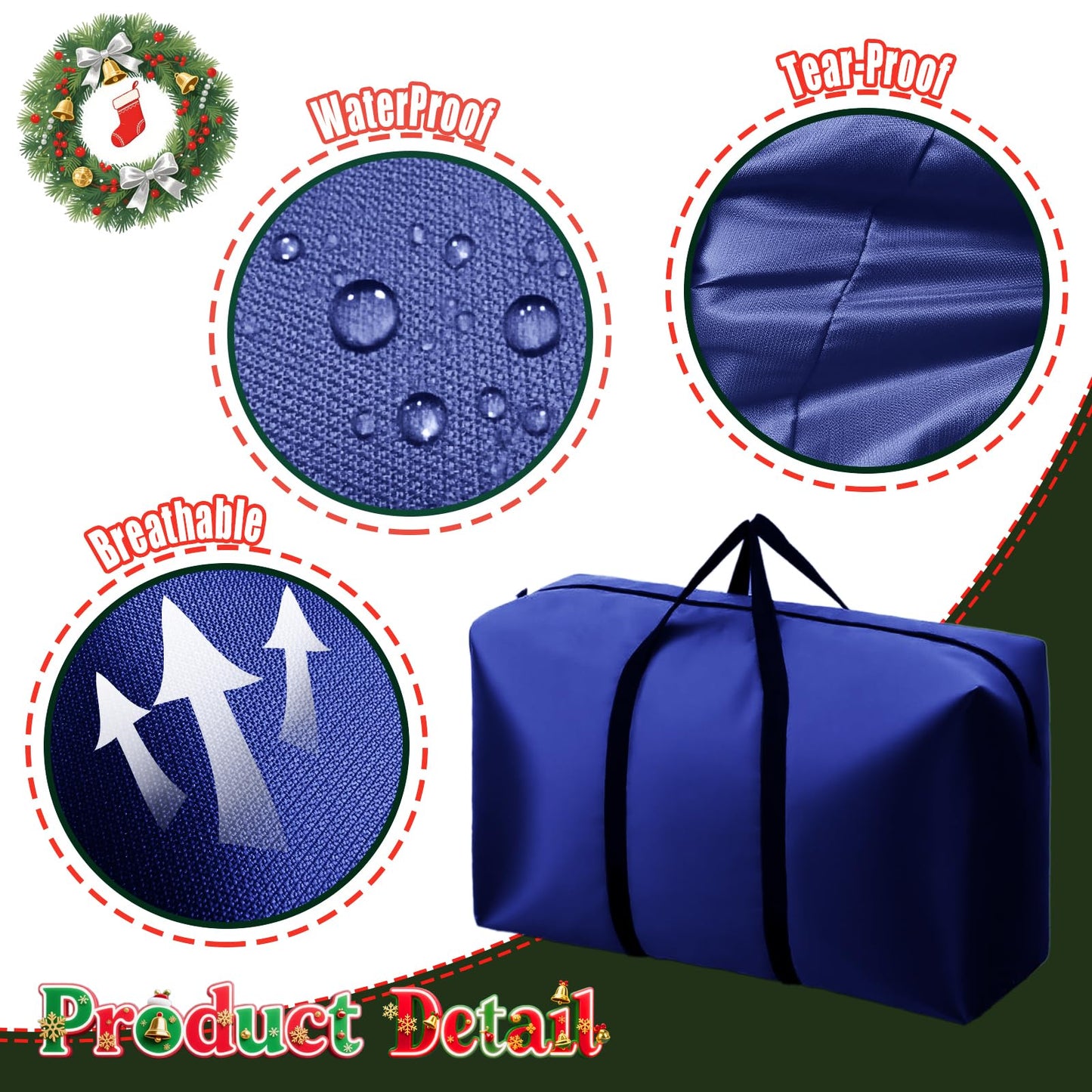 3FT/4FT/5FT Small Christmas Tree Storage Bag Heavy Duty Christmas Tree Bag for Detachable Christmas Tree 600D Oxford Waterproof Dusty-Proof with 2 Reinforced Handle,Large Zipper Opening (BLUE)