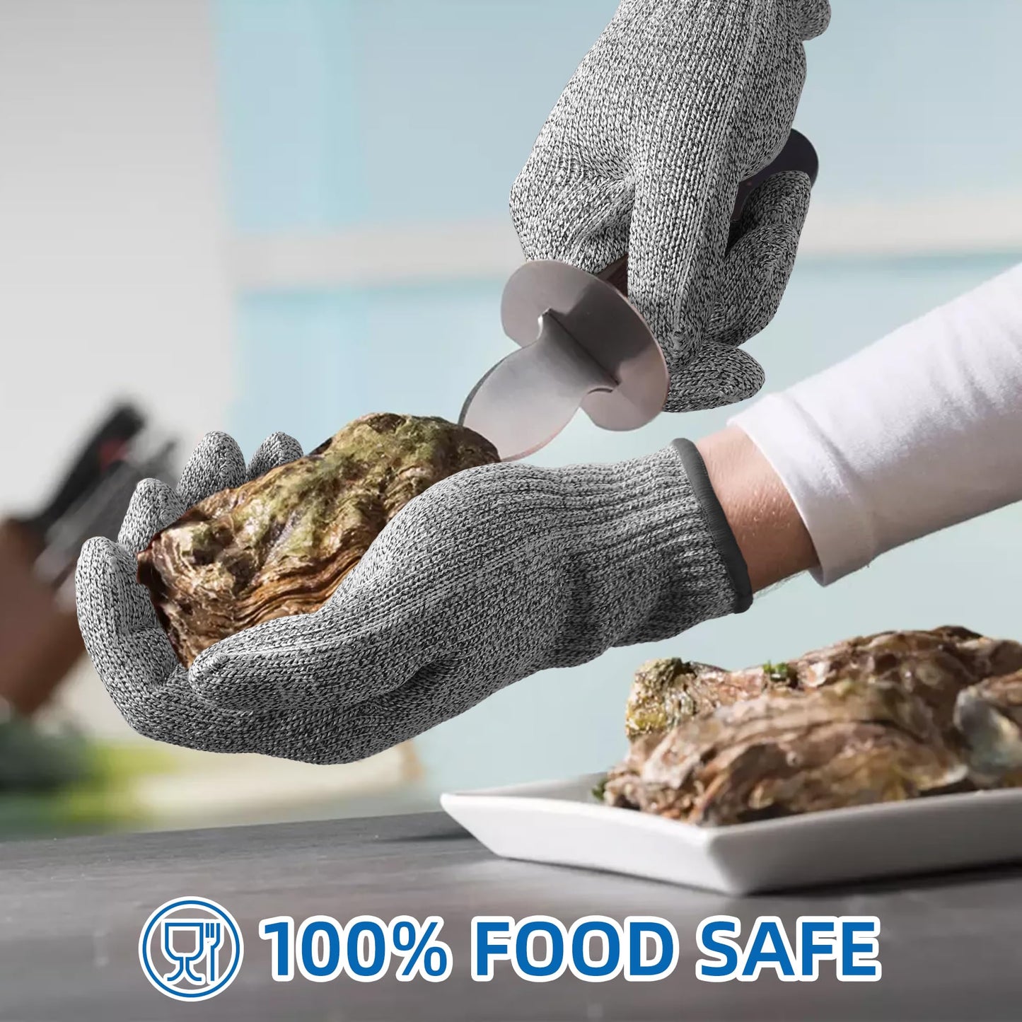 Schwer SlicePro ANSI A9 Cut Resistant Gloves, Food Grade Reliable Cutting Gloves, Mandoline Gloves for Kitchen Meat Cutting, Oyster Shucking, Fish Fillet Processing, Non-PFAS, PR1501-G, M