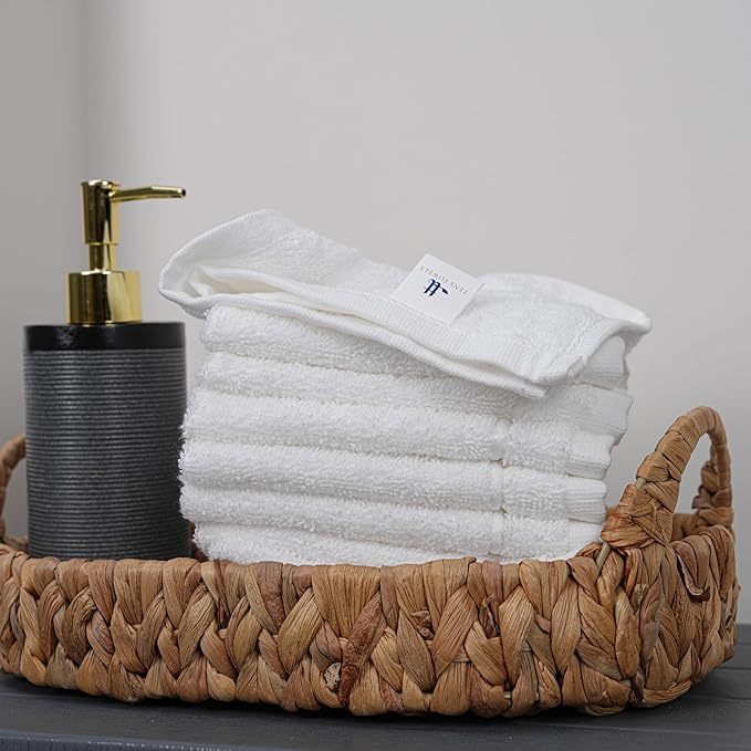 Tens Towels Pack of 60 Washcloths, 12 x 12 Inches, Lighter Weight, Quick to Dry