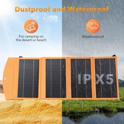 SOLUPUP Solar Panels 30W Portable Foldable Solar Charger with 5V USB-A and USB-C Fast Charging Compatible with iPhone, iPad, Samsung, Power Banks, IPX5 Waterproof Perfect for Camping, Hiking, Outdoor