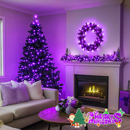 JMEXSUSS 200 LED 66ft Purple Christmas Lights, Connectable Purple String Lights Plug in, 8 Modes Outdoor Christmas Light for Tree Outside Indoor Patio Party Ceiling Room Xmas Decor