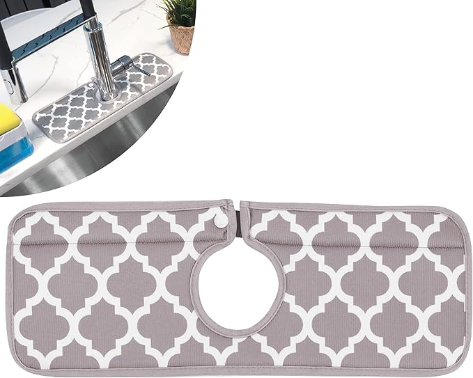 S&T INC. Microfiber Kitchen Faucet Sink Mat Drip and Splash Catcher