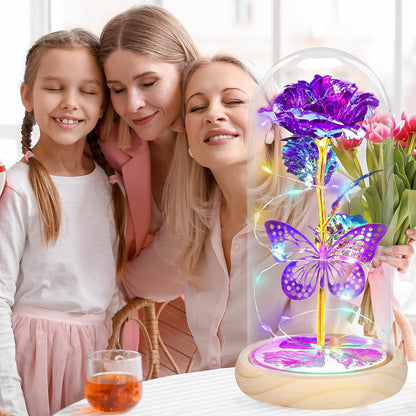 Valentines Day Rose Gifts for Her,Valentines Day Flowers Gifts for Mom Women Girlfriend,Birthday Gifts for Women,Valentines Gifts for Wife,Purple Butterfly Rose Gifts for Valentine's Day Anniversary