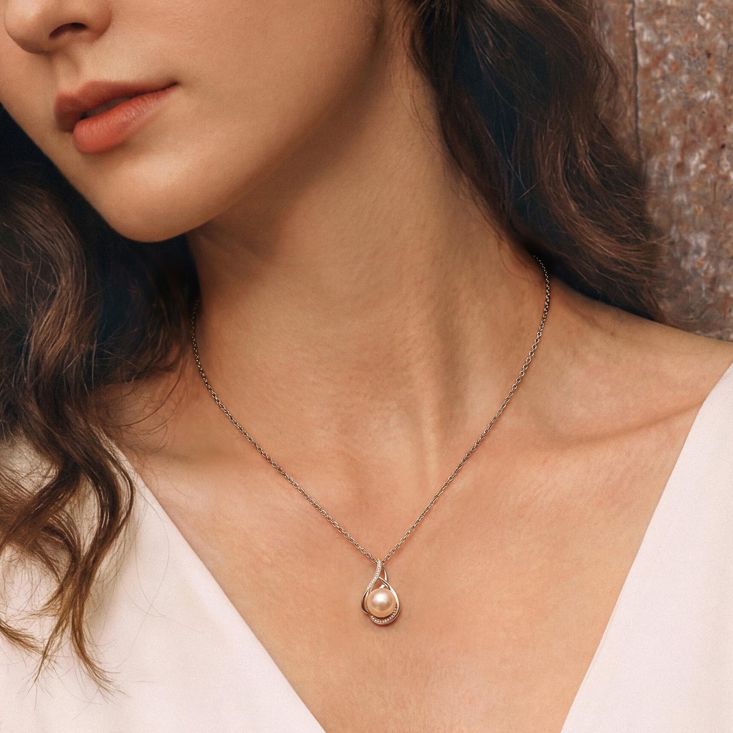 FANCIME Gift for Women Wife Freshwater Cultured Pearl Necklace Sterling Silver Vahine Charm 10-12MM Freshwater Cultured Pearl Luxury Jewelry Gift for Women, Mother, Wife, 16"+2" Adjustable
