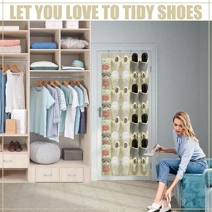 Windyun 40 Over the Door Shoe Organizer Large Breathable Mesh Pockets Hanging