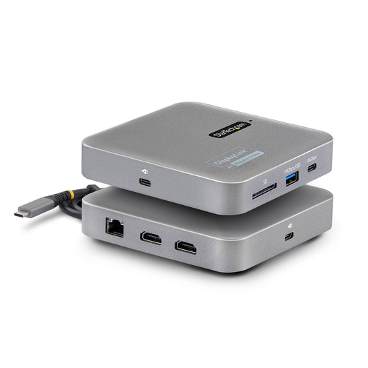 StarTech.com 7-in-1 USB C DisplayLink Dual Monitor Docking Station, 4K 60Hz HDMI Dock for MacBook M1 M2 M3 M4 & Windows, USB 10Gbps Hub, Gigabit Ethernet, SD, 100W PD, 22in (56cm) Cable