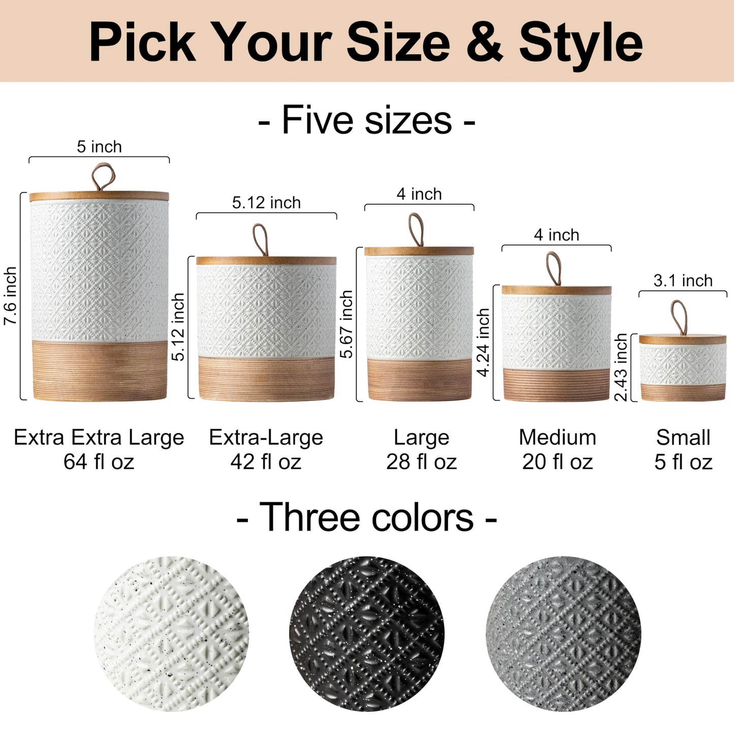 Miamolo Small Ceramic Jar with Lid, Coffee Container Kitchen Food Storage Jars for Spice Sugar Candy Matcha, Mini Kitchen Spice Jars for Counter, Home, Pantry - White & 5 fl.oz