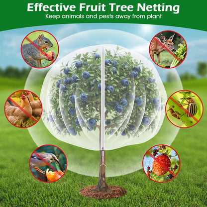 10'x10' Fruit Tree Netting Cover with Zipper and Drawstring, Ultra-Fine Mesh Garden Plant Insect Pest Net Barrier Protection Covers to Prevent Squirrel Bird Deer Cicadas Bag for Blueberry Tomato-2pcs