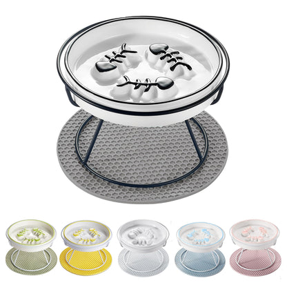 TRUNDISAN Upgrade Whisker-Fatigue-Free Cat Slow Feeder Bowl, Raised Cat Bowl Improved Design, Anti Vomit Promotes Digestion and Prevents Obesity, Durable and Slow Down Your Feline Friend Eating Speed