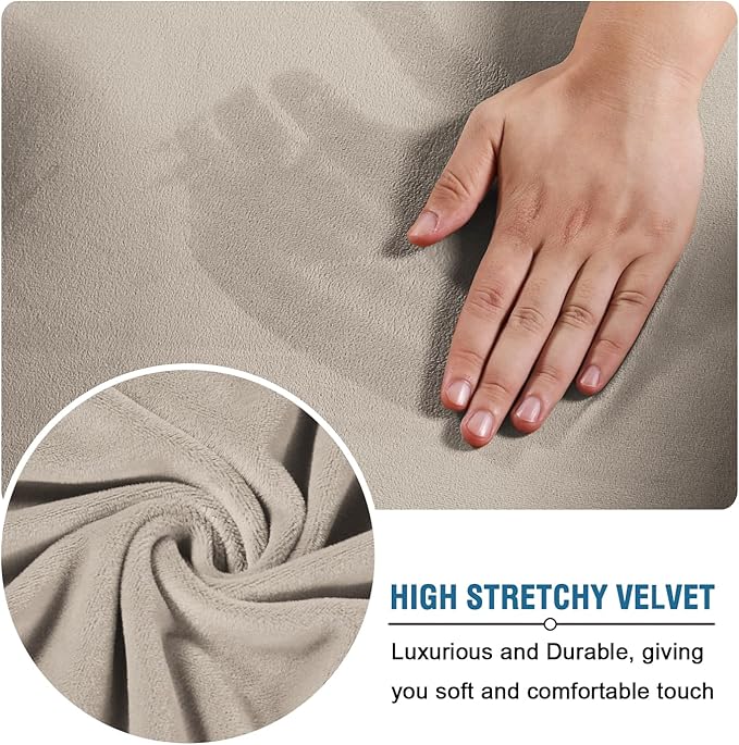 H.VERSAILTEX Modern Velvet Plush 4 Piece High Stretch Sofa Slipcover Sofa Cover