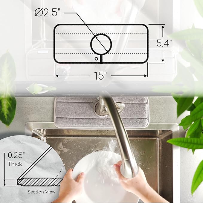 Ternal Original SINKMAT 15in Faucet Splash Guard Extra Long Microfiber Sink