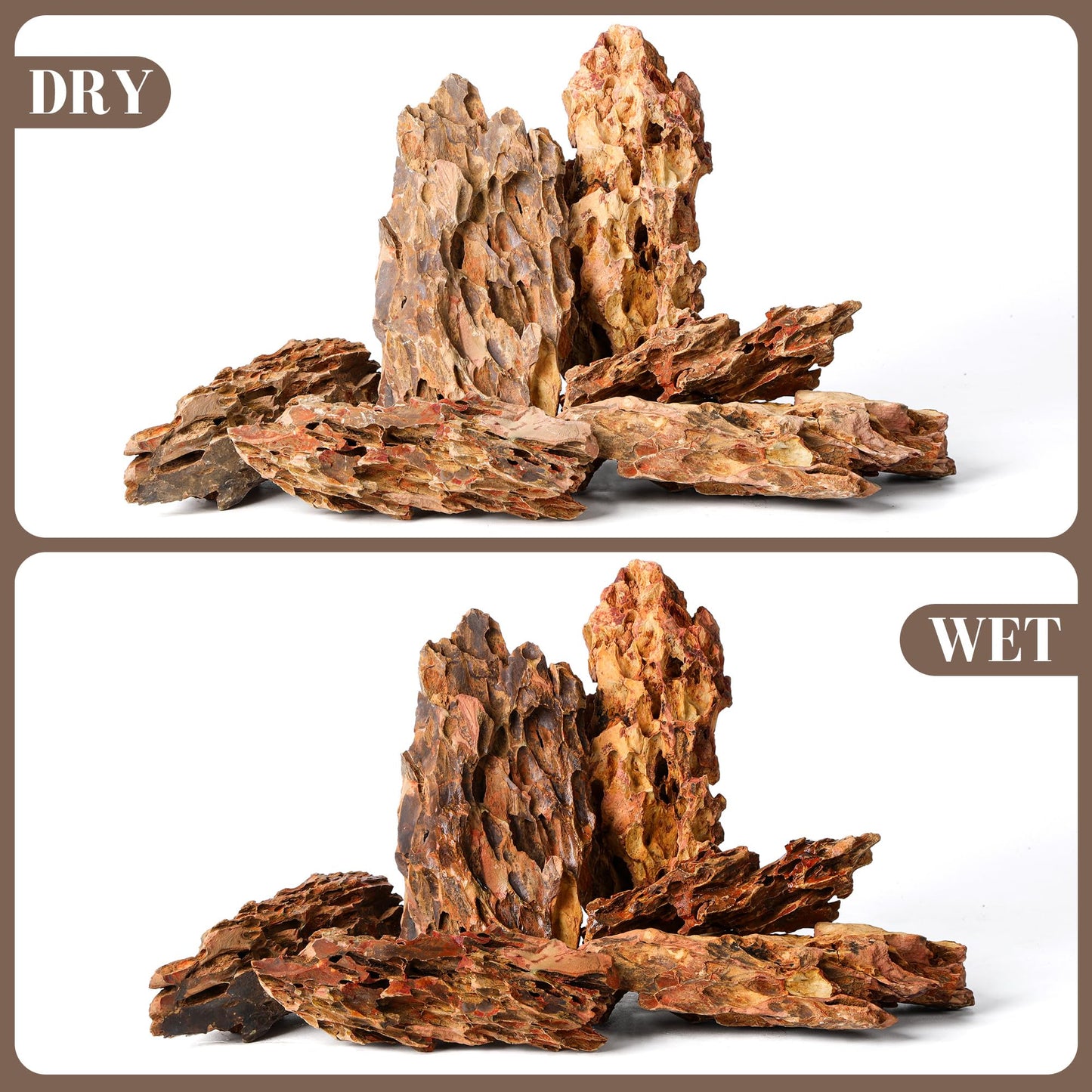 FISCAPE 6.1-8.1 Inches Natural Dragon Stone, 6 PCS Large Aquarium Rocks for Aquascaping, Terrariums, Reptile Tanks & Aquarium Décor