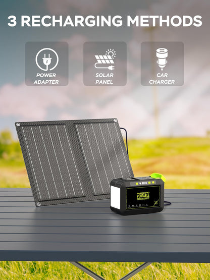 MARBERO Portable Power Station 88Wh Camping Lithium Battery Solar Generator Fast Charging with AC Outlet 120W Peak Power Bank(Solar Panel Optional) for Home Backup Outdoor Emergency RV Van Hunting