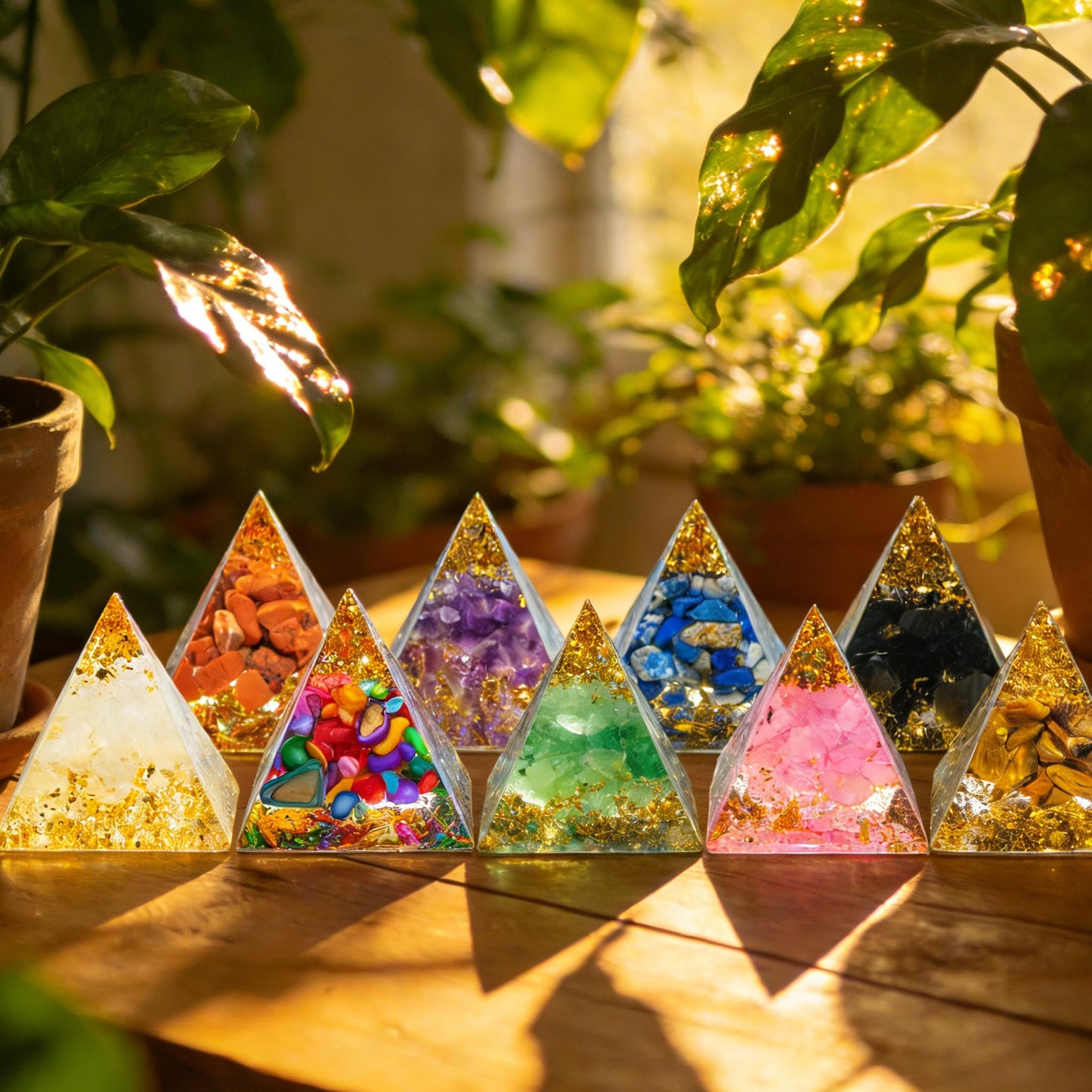 AierCrystal (1.18inch-12pcs Natural Healing Crystal Pyramid Set —Feng Shui Home Decoration, Chakra Balancing Purification, Energy Healing Meditation Tool, Home Ornament(3cm Pyramid 12pcs Set)