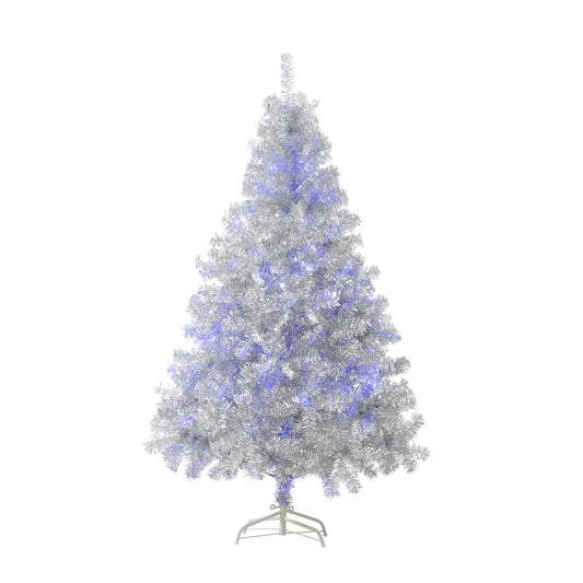 6Ft Artificial Christmas Tree with Metal Stand for Holiday Festival Parties Home Office Decor, 8 Modes 200 LED Blue Lights Included