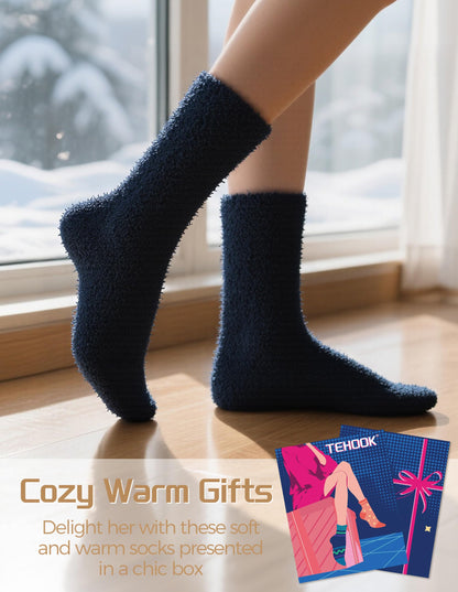 TEHOOK Warm & Cozy Valentines Gifts for Women, Fluffy Fuzzy Plush Sleeping Slipper Socks - Soft Warm Fabric
