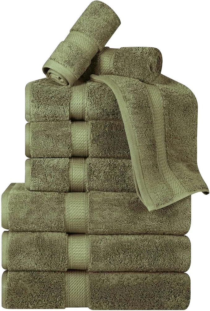 Superior Egyptian Cotton Pile 9 Piece Towel Set, Includes 3 Bath, 3 Hand