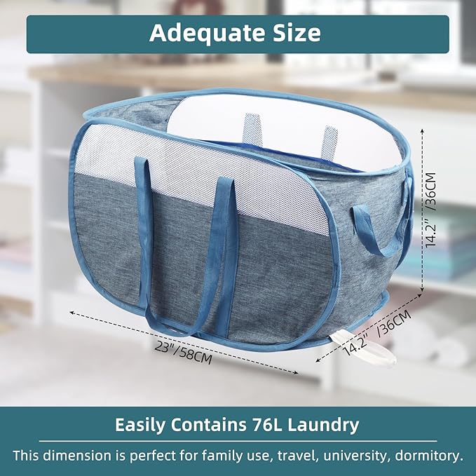 Collapsible Laundry Baskets, Tear Proof Pop Up Laundry Hamper