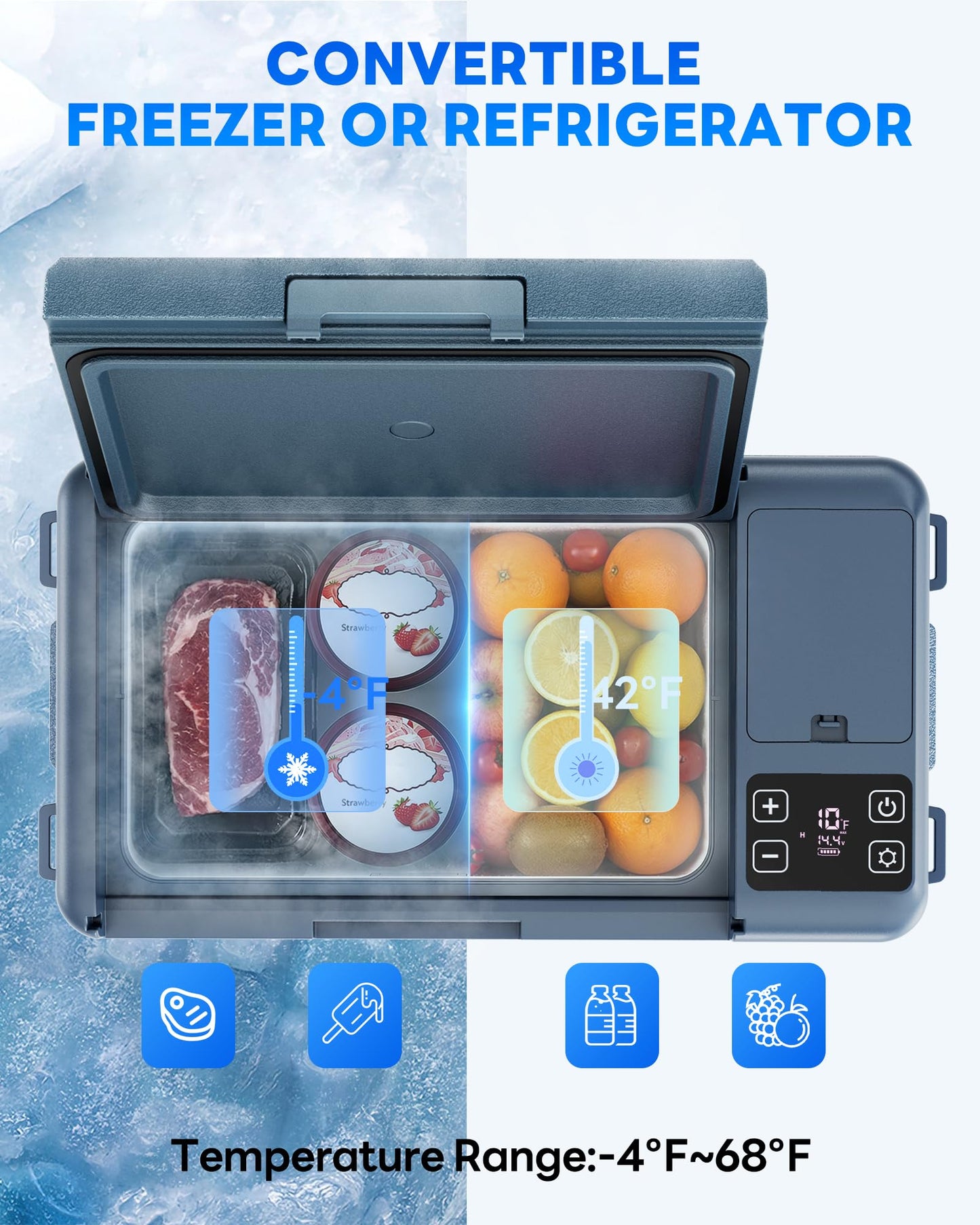 Aeitto 12 Volt Car Refrigerator 20Quart Car Fridge Freezer Electric Cooler Portable Cooler 12V Fridge RV Refrigerator -4℉-68℉ Temp Control 12/24V DC & 100-240V AC for Travel, Camping, RV, Road