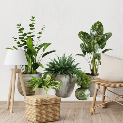 2 Sheets Green Potted Plant Wall Decor Bonsai Vinyl 3D DIY Art Stickers & Murals Removable Floral Wall Decals Peel and Stick for Living Room Bedroom Bathroom Kitchen Office Tropical Wallpaper