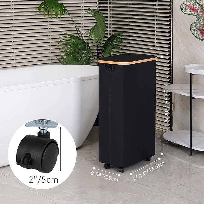 75L Slim Laundry Hamper with Wheels, Clothes Hamper