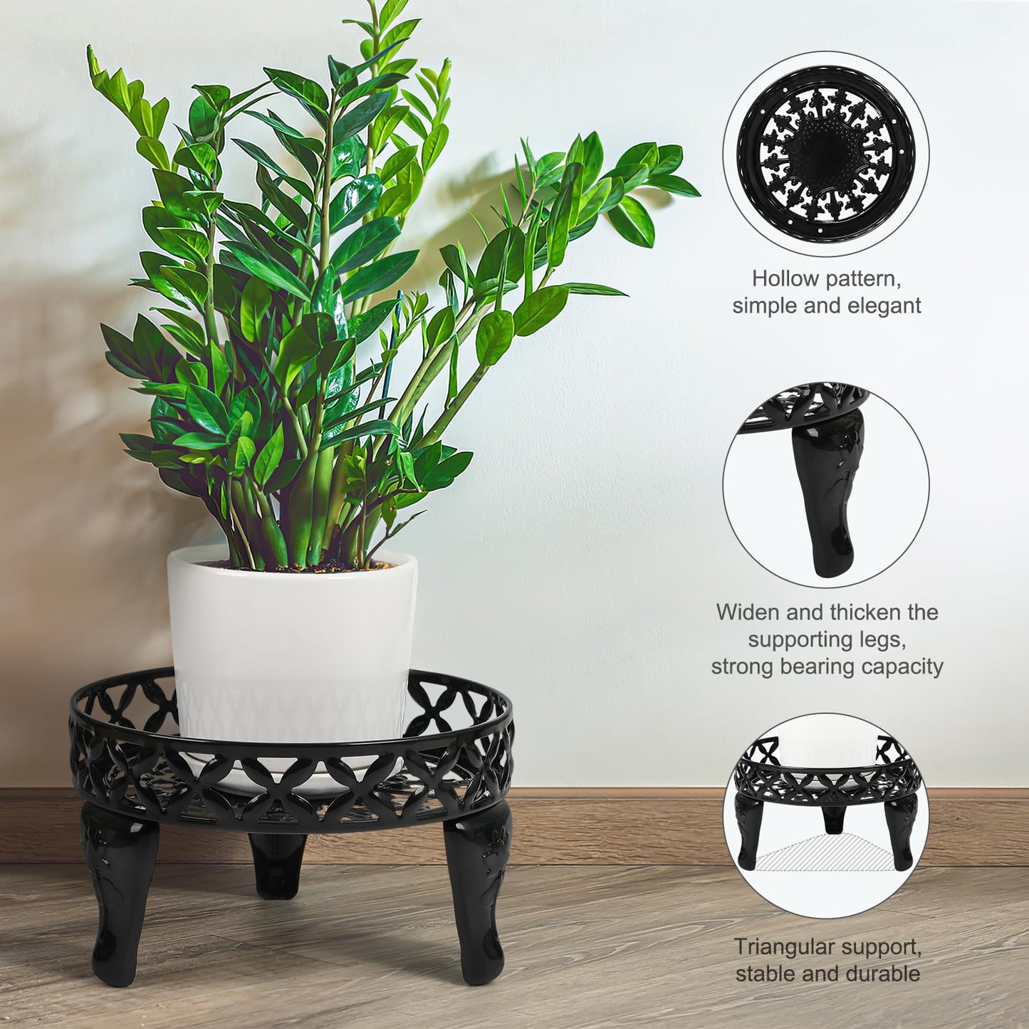 Jotboom 3 Pack Metal Plant Stands Indoor Outdoor, Heavy Duty Iron Flower Pot Stand for Multiple Plants, Rustproof Low Round Plant Holder for Garden, Patio, Home
