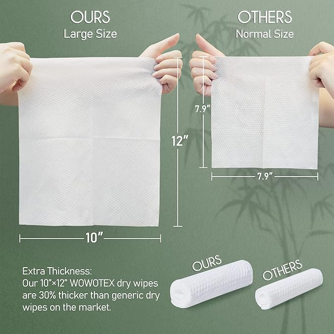 Travel Size Bamboo Viscose Disposable Face Towel Biodegradable Large Dry Face