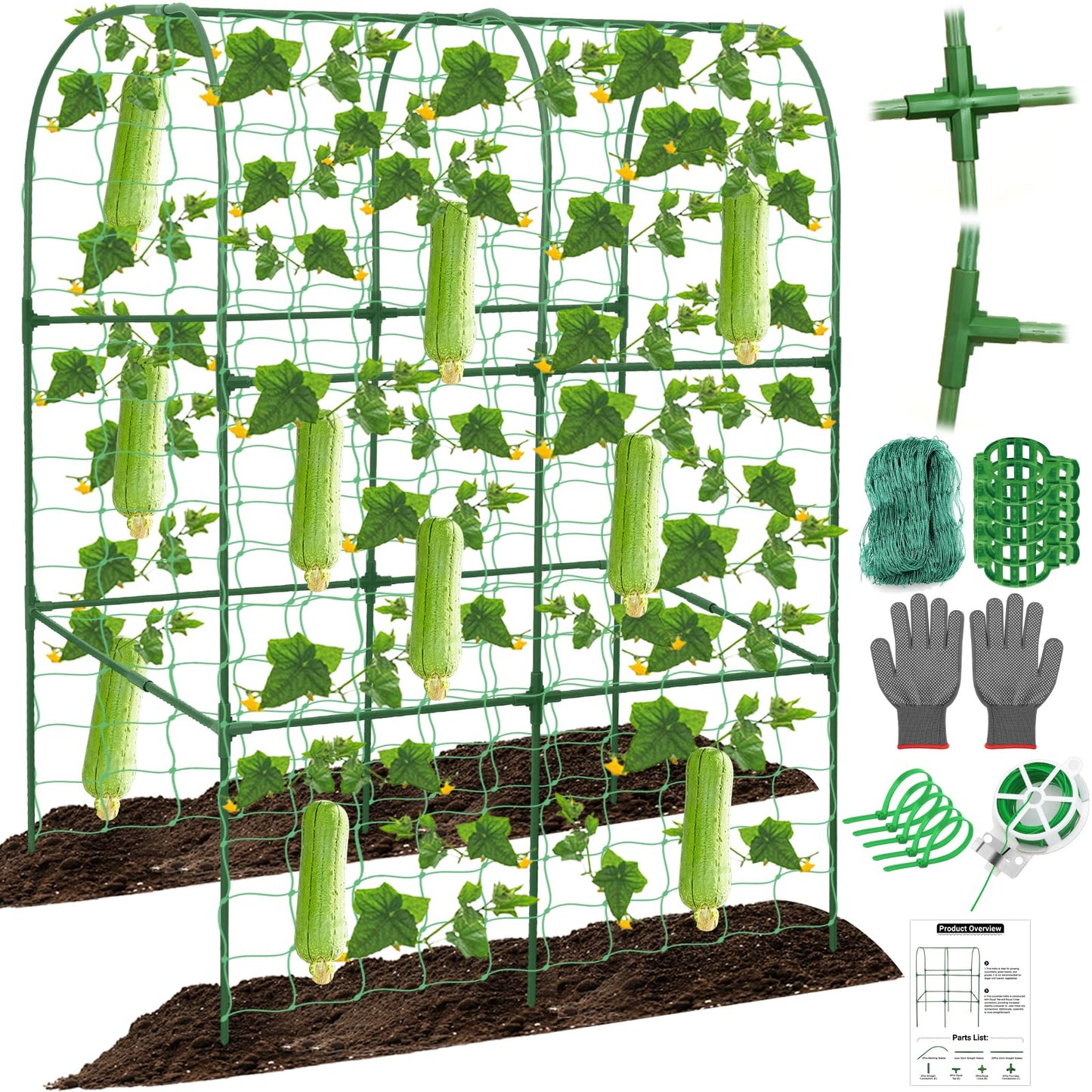 Cucumber Trellis for Raised Bed 50 x 34 Inch U-Shape Garden Trellis for Climbing Plants Outdoors Metal Garden Cucumbers Arch Trellis, Cucumber Plant Support for Tomato, Pea, Zucchini, Vine Flower