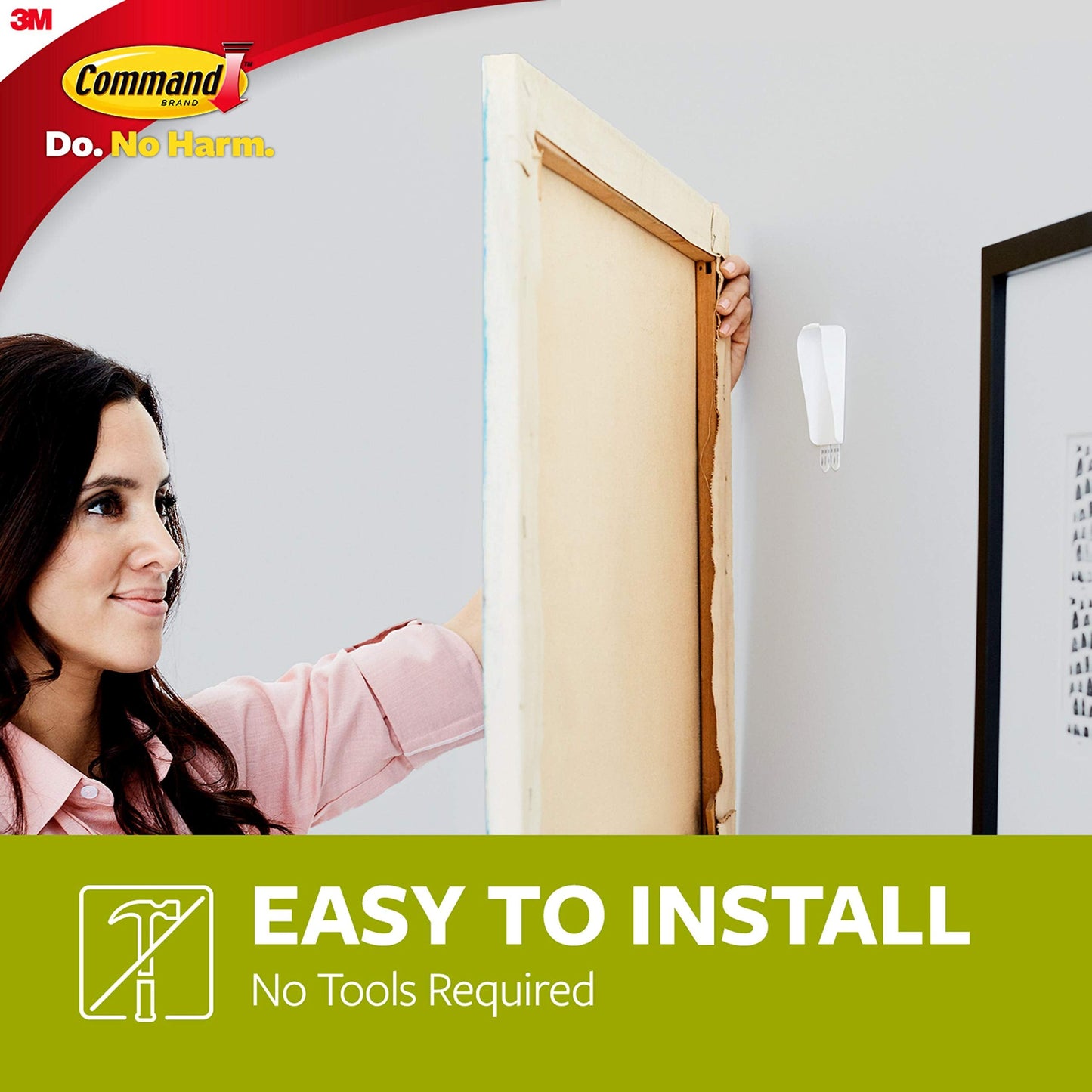 Command Large Canvas Hangers, 3 Canvas Hangers and 4 Command Strips, Damage-Free Hanging Sawtooth Frames, No Tools Wall Hooks for Home Decor, Holds up to 3 lb 18"x24" Canvas